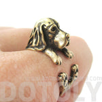 Realistic Basset Hound Shaped Animal Wrap Ring in Brass | Sizes 4 to 8.5 | DOTOLY
