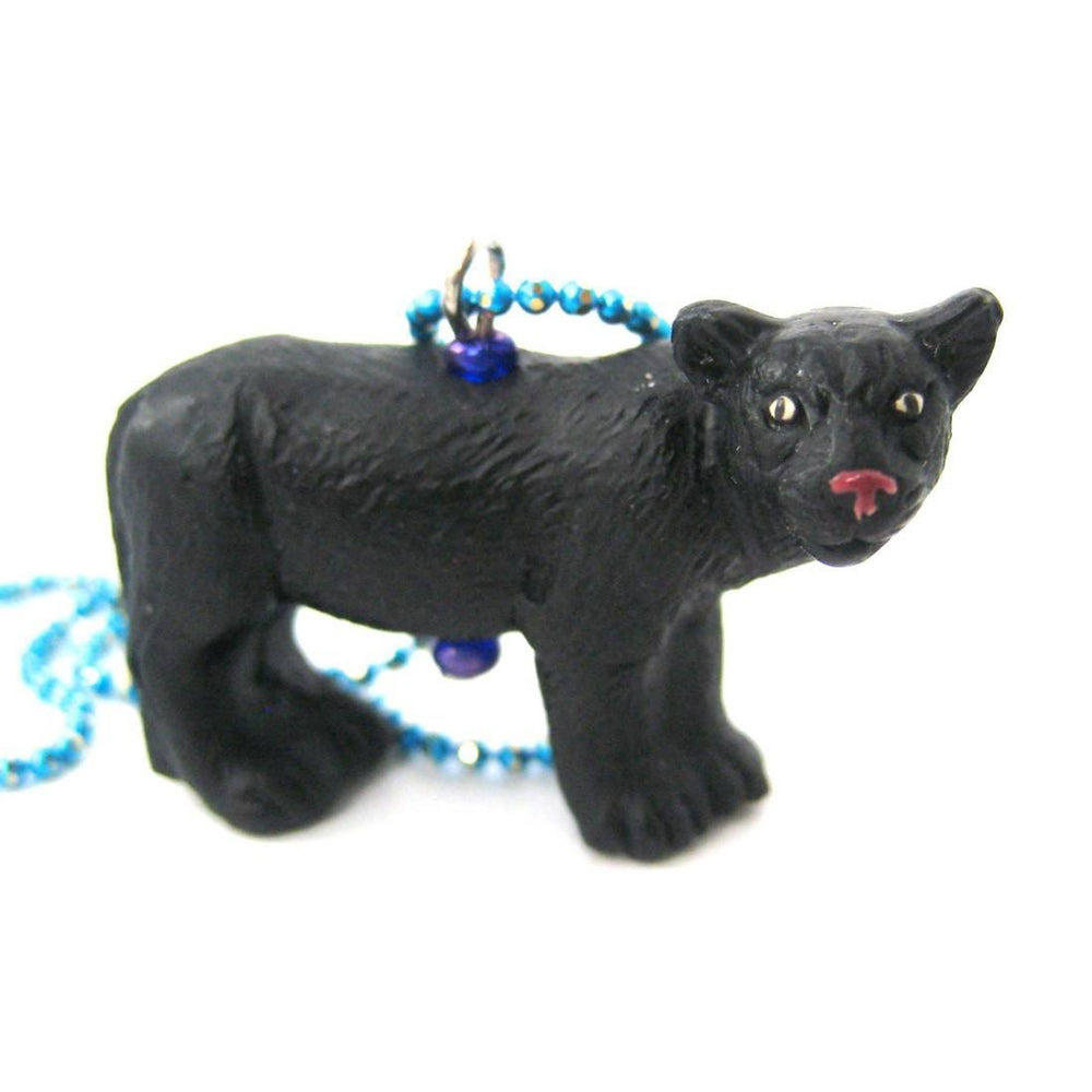 Realistic Black Panther Shaped Porcelain Ceramic Animal Pendant Necklace | Handmade | DOTOLY