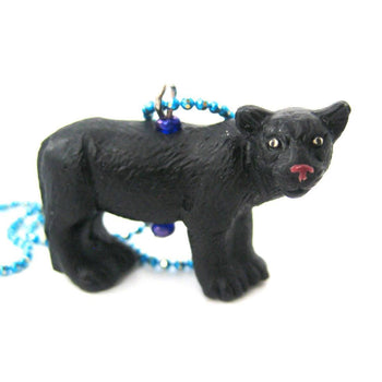 Realistic Black Panther Shaped Porcelain Ceramic Animal Pendant Necklace | Handmade | DOTOLY