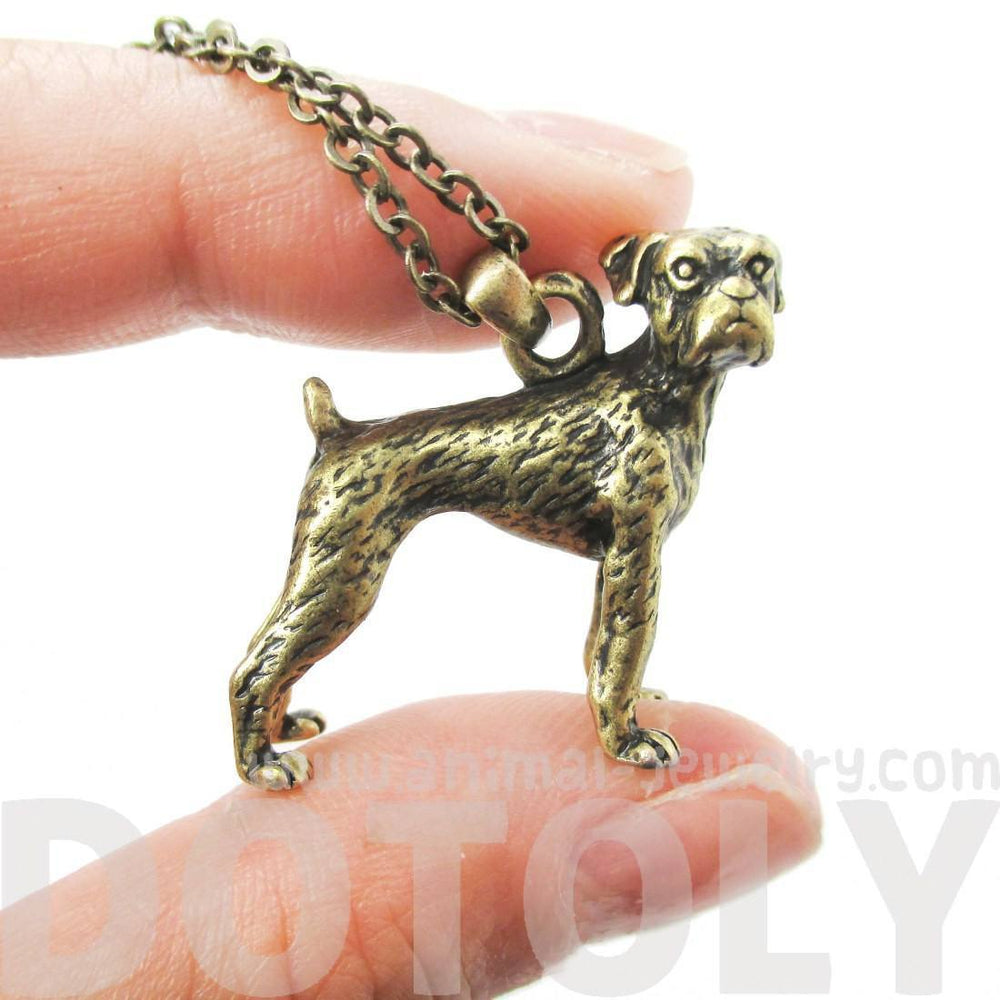 Realistic Boxer Dog Shaped Animal Pendant Necklace in Brass | Jewelry for Dog Lovers | DOTOLY