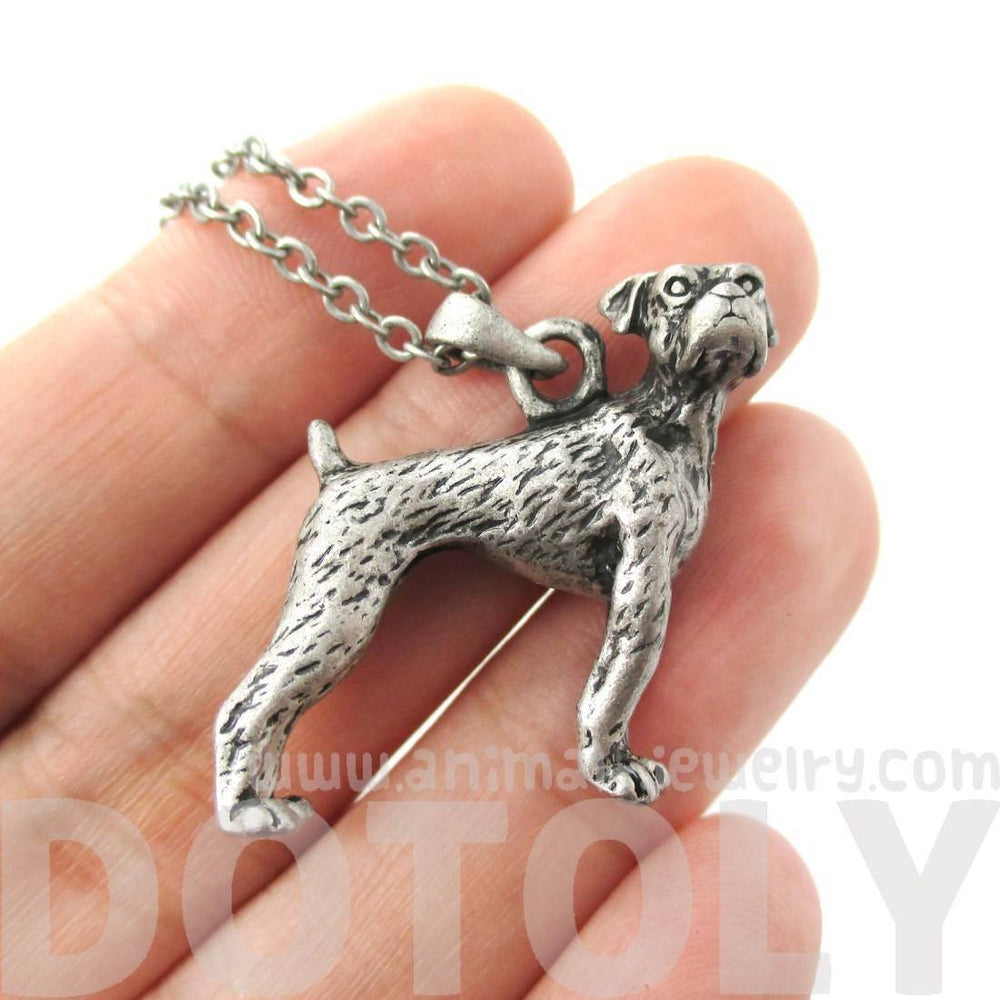 Realistic Boxer Dog Shaped Animal Pendant Necklace in Silver | Jewelry for Dog Lovers | DOTOLY