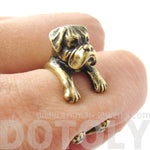 Realistic Boxer Dog Shaped Animal Wrap Ring in Brass | Sizes 4 to 8.5 | DOTOLY