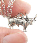 Realistic Buffalo Bison Cow Bull Shaped Animal Charm Necklace in Silver | MADE IN USA | DOTOLY