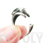 Realistic Bunny Rabbit Shaped Animal Wrap Around Ring in 925 Sterling Silver | US Sizes 4 to 8.5 | DOTOLY