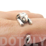 Realistic Bunny Rabbit Shaped Animal Wrap Around Ring in 925 Sterling Silver | US Sizes 4 to 8.5 | DOTOLY