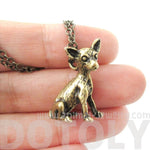 Realistic Chihuahua Puppy Dog Shaped Animal Pendant Necklace in Brass | Jewelry for Dog Lovers | DOTOLY