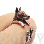 Realistic Doberman Pinscher Dog Shaped Animal Wrap Ring in Copper | Sizes 5 to 9 | DOTOLY