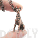 Realistic Doberman Pinscher Puppy Dog Shaped Animal Pendant Necklace in Copper | DOTOLY