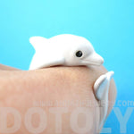 Realistic Dolphin Sea Animal Shaped Wrap Around Ring in White | US Size 5 to 8 | DOTOLY