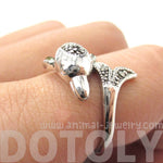 Realistic Dolphin Wrapped Around Your Finger Shaped Animal Ring in Silver | DOTOLY