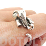 Realistic Elephant Shaped Animal Wrap Around Ring in 925 Sterling Silver | US Sizes 5 to 9 | DOTOLY