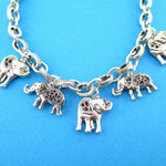 Realistic Elephant Shaped Linked Charm Necklace in Silver | DOTOLY