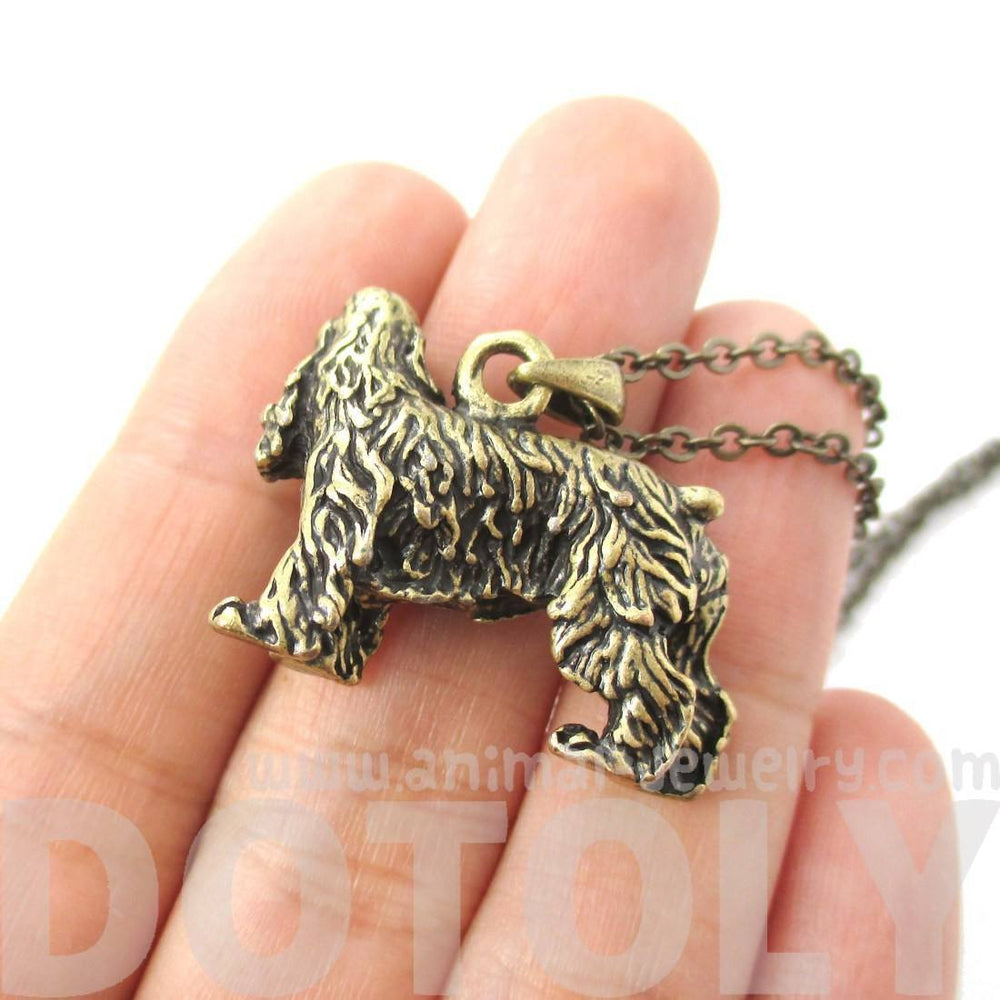 Realistic English Cocker Spaniel Shaped Animal Pendant Necklace in Brass | Jewelry for Dog Lovers | DOTOLY