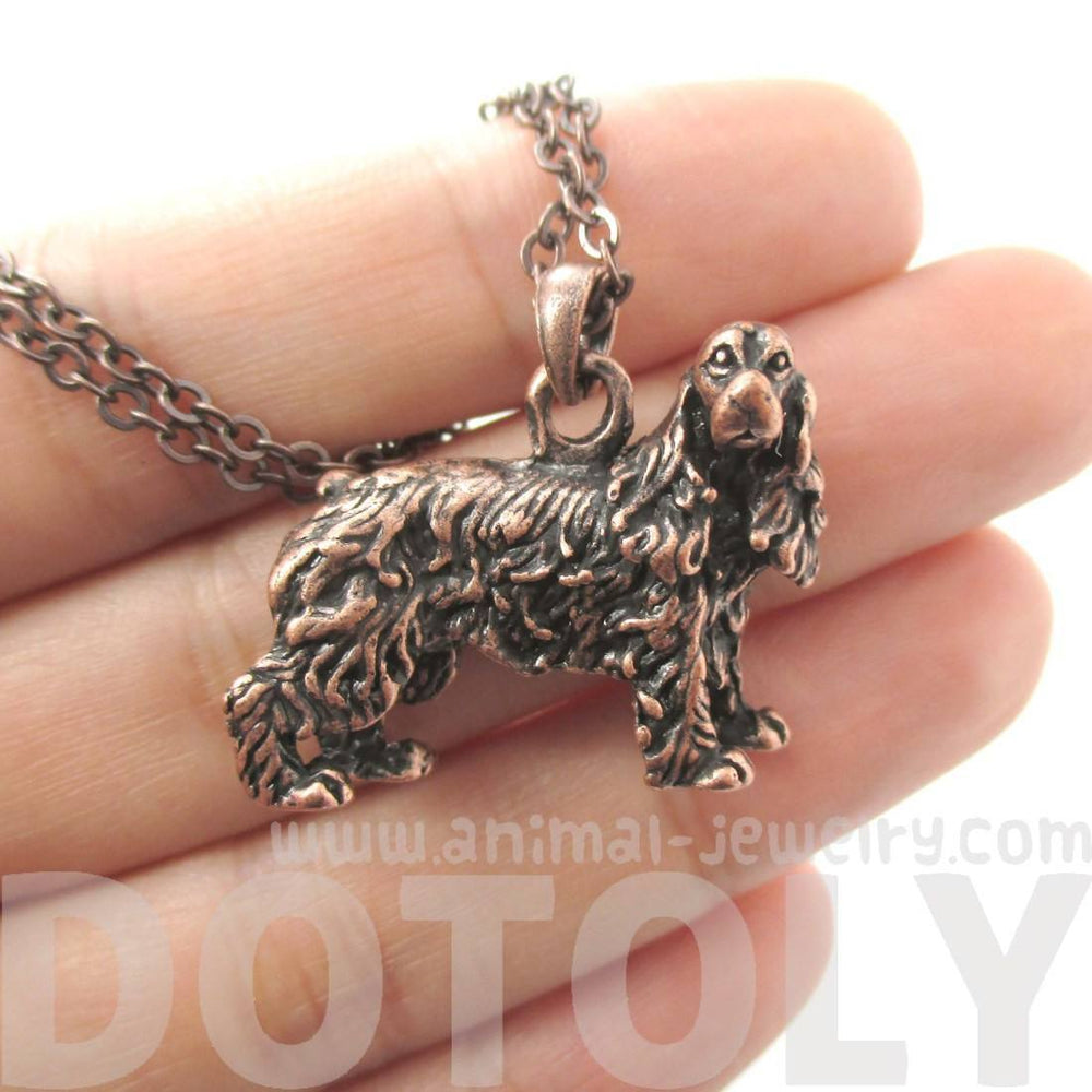 Realistic English Cocker Spaniel Shaped Animal Pendant Necklace in Copper | Jewelry for Dog Lovers | DOTOLY