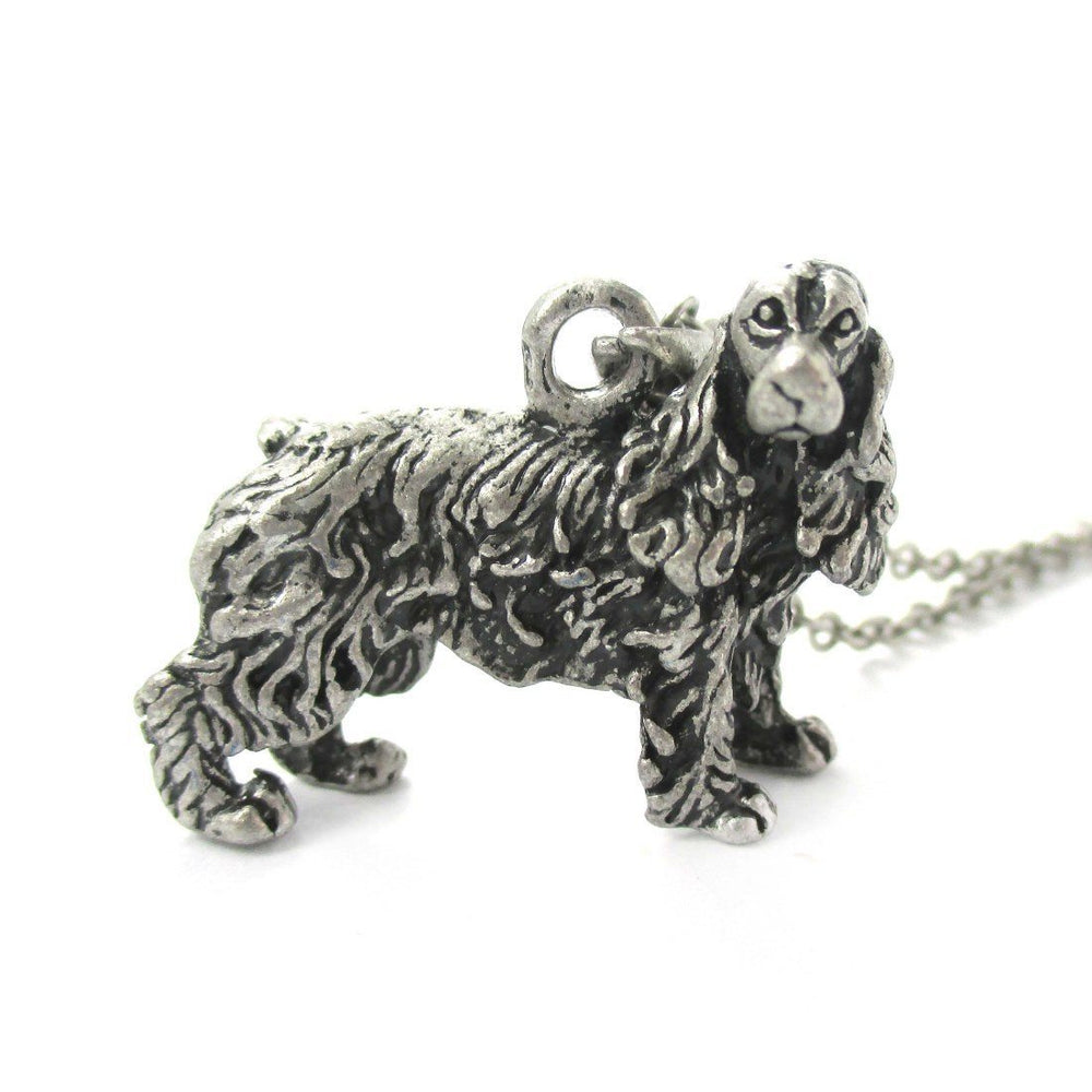Realistic English Cocker Spaniel Shaped Animal Pendant Necklace in Silver | Jewelry for Dog Lovers | DOTOLY