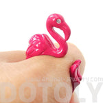 Realistic Flamingo Bird Shaped Animal Wrap Around Ring in Pink | Sizes 4 to 9 Available | DOTOLY