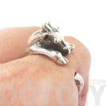 Realistic Giraffe Shaped Animal Wrap Around Ring in 925 Sterling Silver | US Sizes 4 to 8.5 | DOTOLY