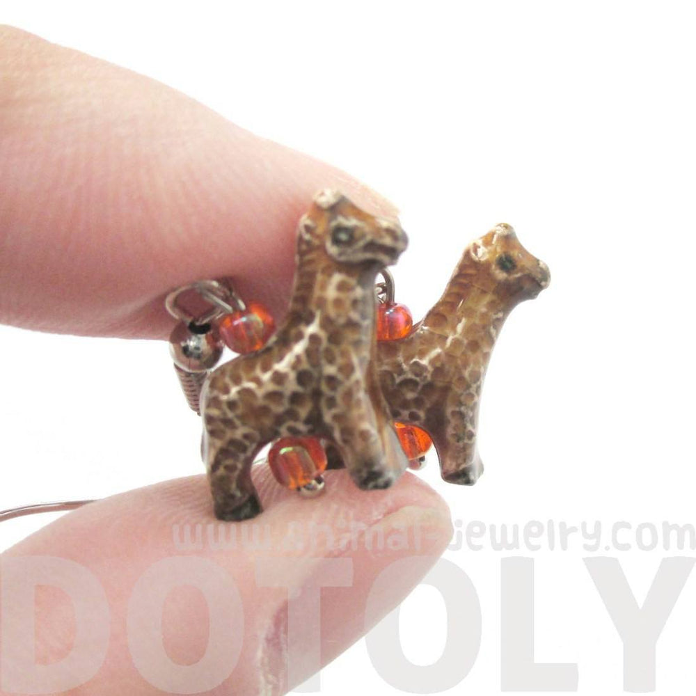 Realistic Giraffe Shaped Porcelain Ceramic Animal Dangle Earrings | Handmade | DOTOLY