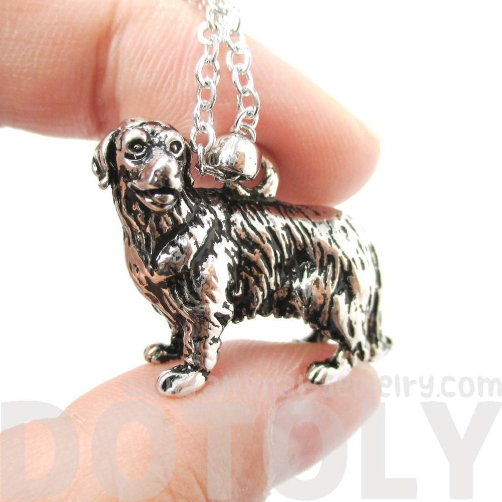 Realistic Golden Retriever Puppy Pendant in Shiny Silver | Jewelry for Dog Lovers | DOTOLY