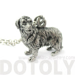 Realistic Golden Retriever Puppy Dog Shaped Animal Pendant Necklace in Silver | DOTOLY