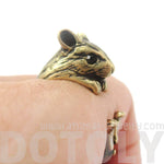 Realistic Hamster Gerbil Guinea Pig Shaped Animal Wrap Around Ring in Brass | US Sizes 4 to 8.5 | DOTOLY