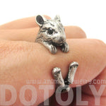 Realistic Hamster Gerbil Guinea Pig Shaped Animal Wrap Around Ring in Silver | US Sizes 4 to 8.5 | DOTOLY