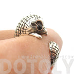 Realistic Hedgehog Porcupine Shaped Animal Wrap Ring in Silver | US Size 6 to 9 | DOTOLY