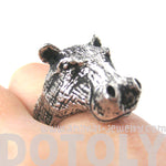 Realistic Hippo hippopotamus Shaped Animal Ring in Silver | US Size 7 and 8 | DOTOLY