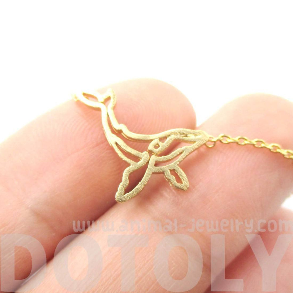 Realistic Humpback Whale Silhouette Animal Charm Necklace in Gold | DOTOLY | DOTOLY