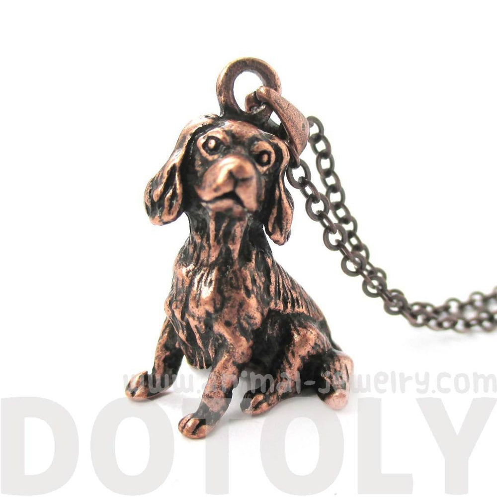 Realistic King Charles Spaniel Shaped Animal Pendant Necklace in Copper | Jewelry for Dog Lovers | DOTOLY