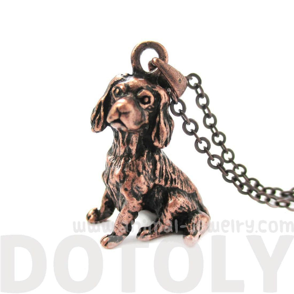 Realistic King Charles Spaniel Shaped Animal Pendant Necklace in Copper | Jewelry for Dog Lovers | DOTOLY