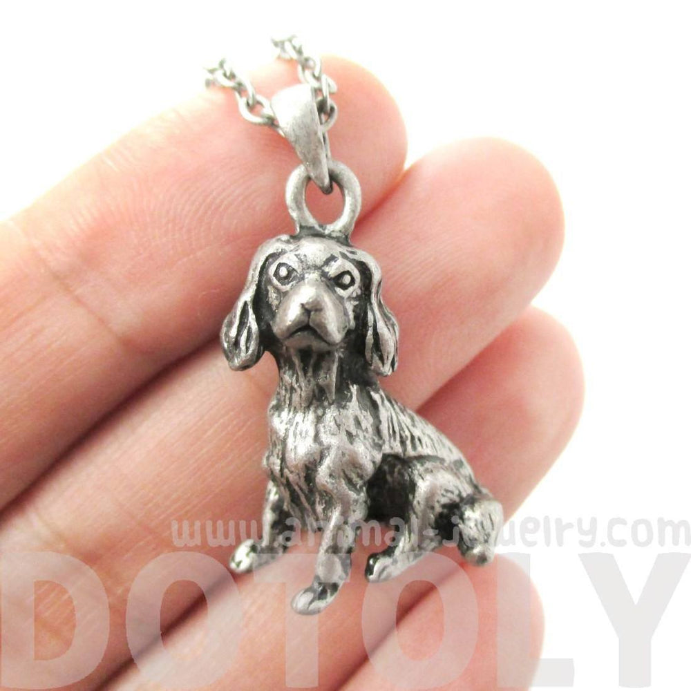Realistic King Charles Spaniel Shaped Animal Pendant Necklace in Silver | Jewelry for Dog Lovers | DOTOLY