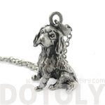 Realistic King Charles Spaniel Shaped Animal Pendant Necklace in Silver | Jewelry for Dog Lovers | DOTOLY