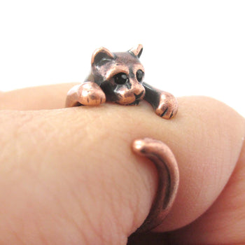 Realistic Kitty Cat Shaped Animal Wrap Around Ring in Copper | US Size 3 to Size 8.5 | DOTOLY