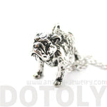 Realistic Life Like Bulldog Shaped Animal Pendant Necklace in Shiny Silver | Jewelry for Dog Lovers | DOTOLY