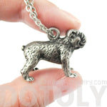 Realistic Life Like Bulldog Shaped Animal Pendant Necklace in Silver | Jewelry for Dog Lovers | DOTOLY