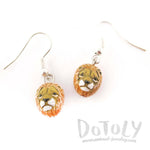 Realistic Lion Face Shaped Porcelain Ceramic Animal Dangle Earrings | Handmade | DOTOLY