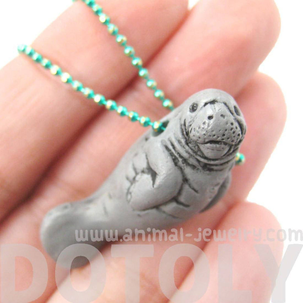 Realistic Manatee Sea Cow Shaped Porcelain Ceramic Animal Pendant Necklace | Handmade | DOTOLY