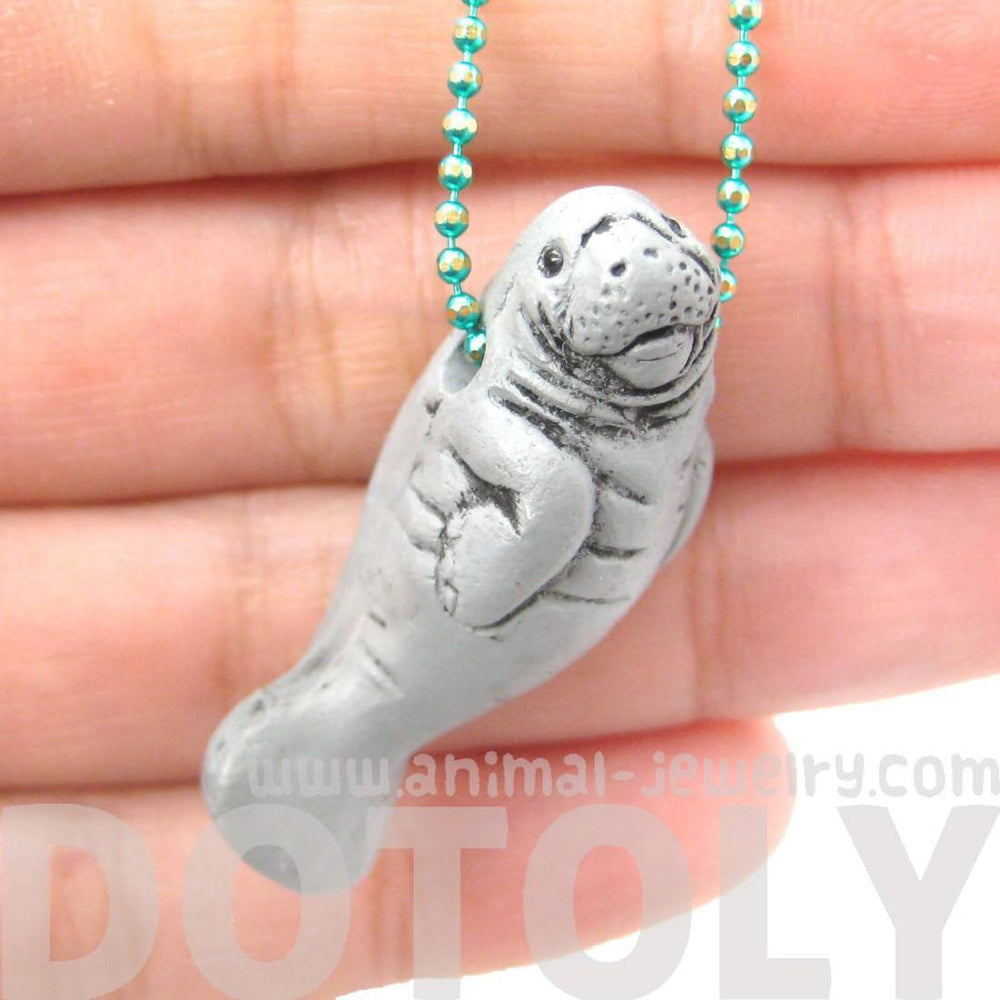 Realistic Manatee Sea Cow Shaped Porcelain Ceramic Animal Pendant Necklace | Handmade | DOTOLY
