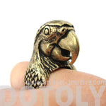 Realistic Parrot Bird Shaped Animal Wrap Around Ring in Brass | Sizes 6 to 10 Available | DOTOLY