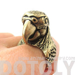 Realistic Parrot Bird Shaped Animal Wrap Around Ring in Brass | Sizes 6 to 10 Available | DOTOLY