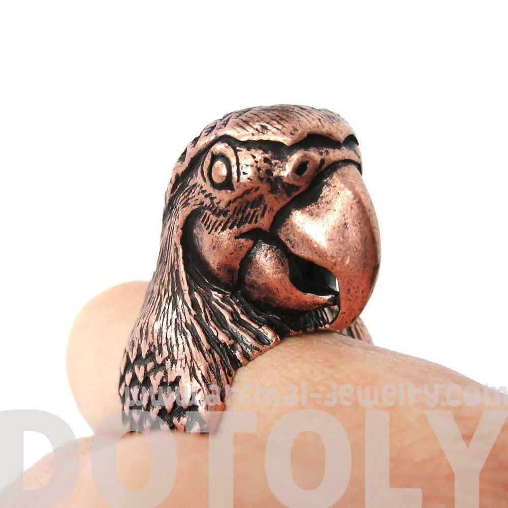 Realistic Parrot Bird Shaped Animal Wrap Around Ring in Copper | Sizes 6 to 10 Available | DOTOLY