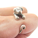 Realistic Puppy Dog Shaped Animal Wrap Ring in 925 Sterling Silver