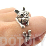 Puppy Dog Shaped Animal Wrap Ring in Silver | Gifts for Dog Lovers