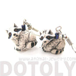 Realistic Raccoon Shaped Porcelain Ceramic Animal Dangle Earrings