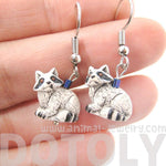 Realistic Raccoon Shaped Porcelain Ceramic Animal Dangle Earrings