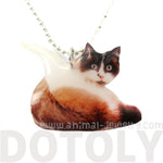 Realistic Snowshoe Kitty Cat Shaped Pendant Necklace | Handmade