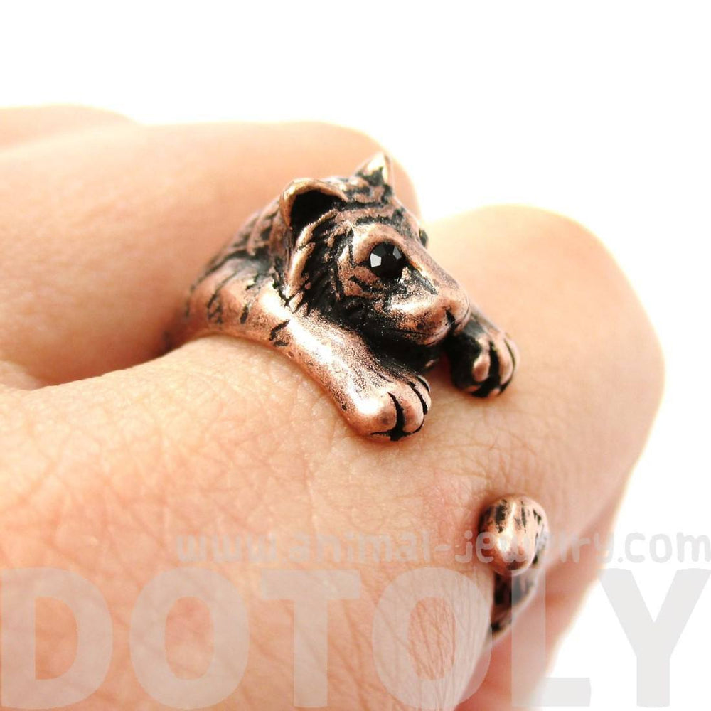 Realistic Tiger Shaped Animal Wrap Ring in Copper | US Sizes 4 to 9