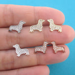 Rhinestone Dachshund Puppy Wiener Dog Shaped Silhouette Stud Earrings