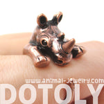 Rhino Rhinoceros Animal Wrap Around Ring in Copper - Size 5 to 10 | DOTOLY